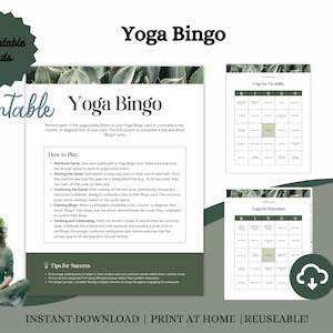 Yoga-bingokaarten voor alle leeftijden en niveaus | 5 Bingokaartenpagina's: Yoga voor ontspanning, flexibiliteit, kracht, balans en energie | Pdf