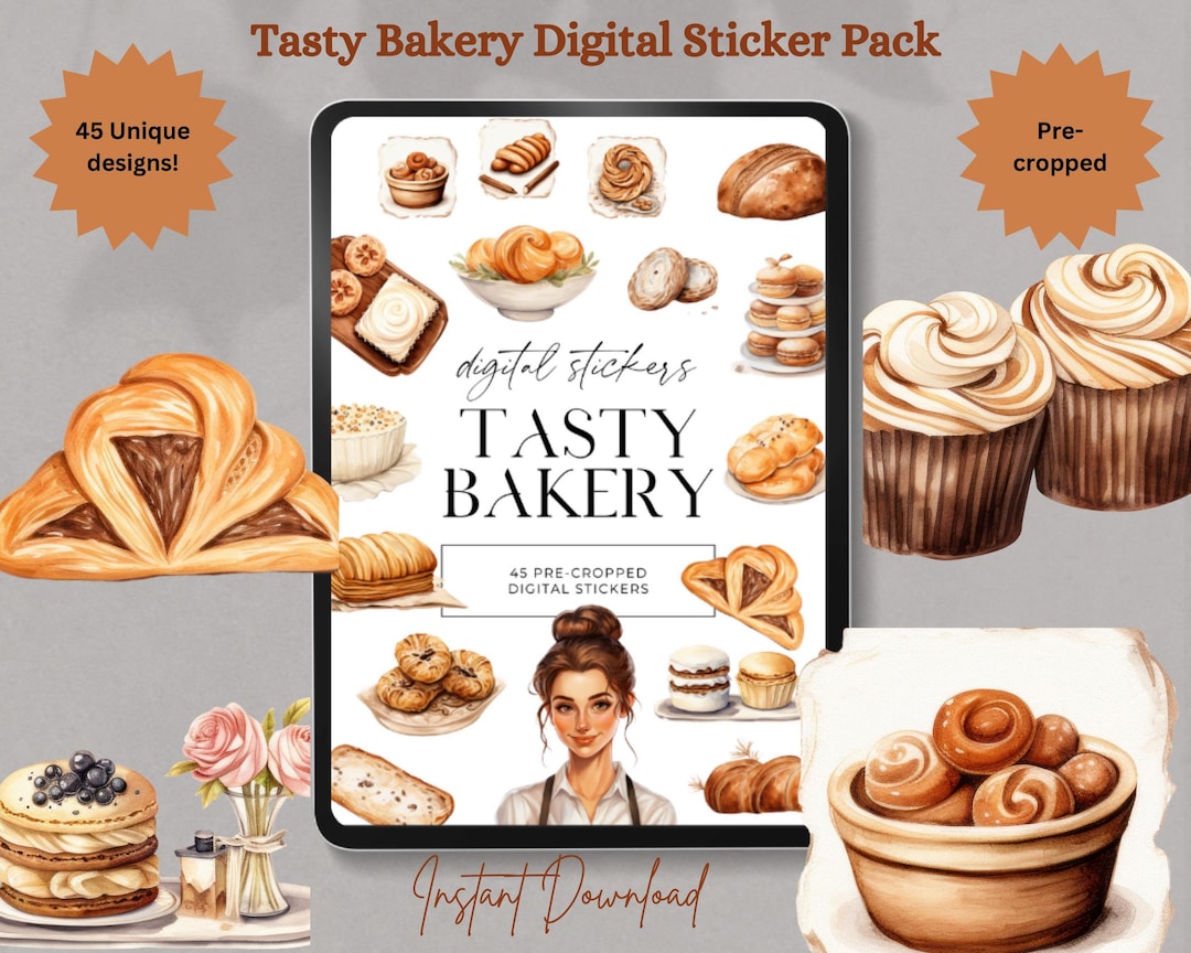 Tasty Bakery Digital Sticker Pack | 45 Pre-cropped, PNG Digital ...
