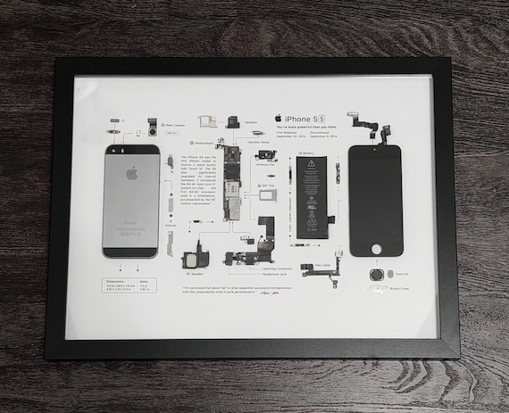 Disassembled iPhone 5 / 5S / SE Frame Art, Teardown With Framed Disassembled iPhone 5 / 5S / SE Frame Art, Teardown With Framed