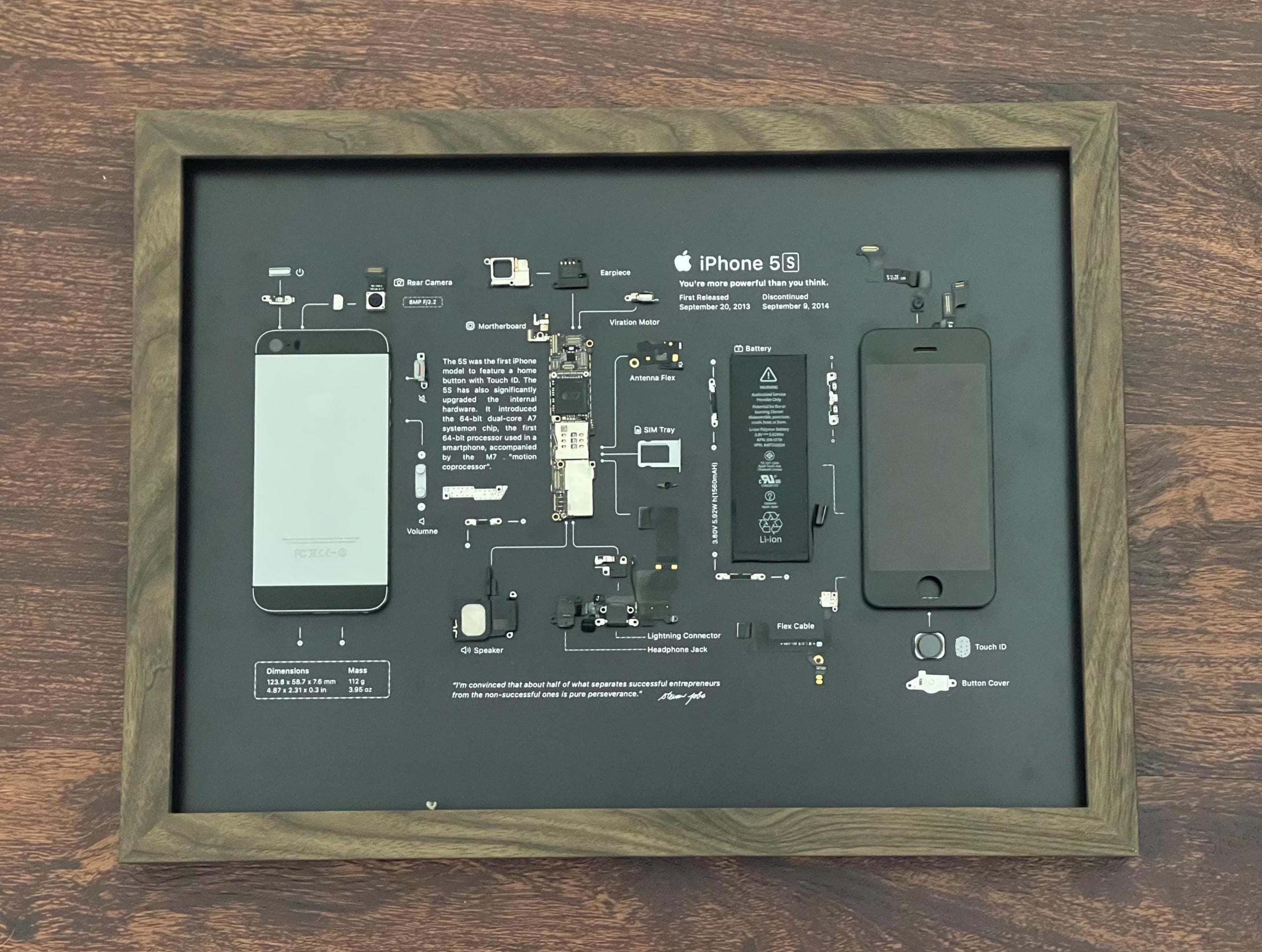 Disassembled iPhone 5 / 5S / SE Frame Art [BLACK SCENE], Teardown With ...