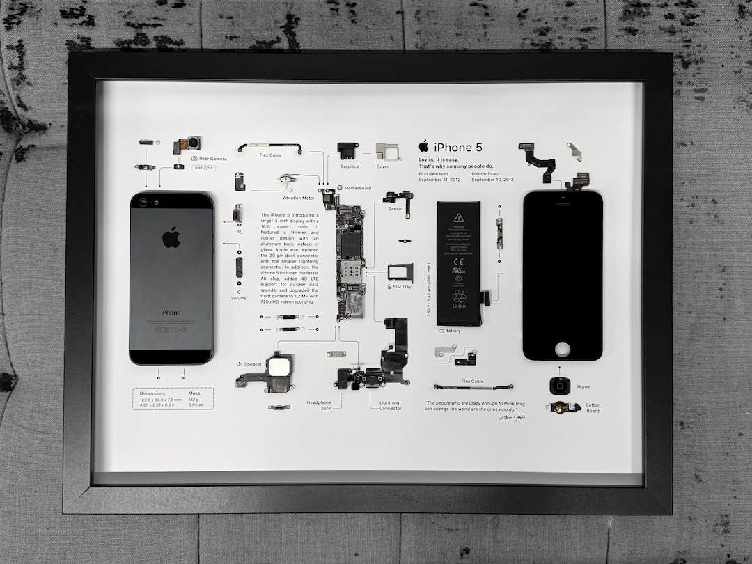 Disassembled iPhone 5 / 5S / SE Frame Art, Teardown With Framed Art ...