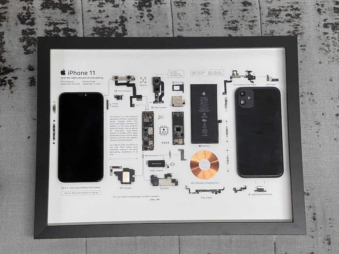 Disassembled iPhone 11 Frame Art, Teardown With Framed Art ...