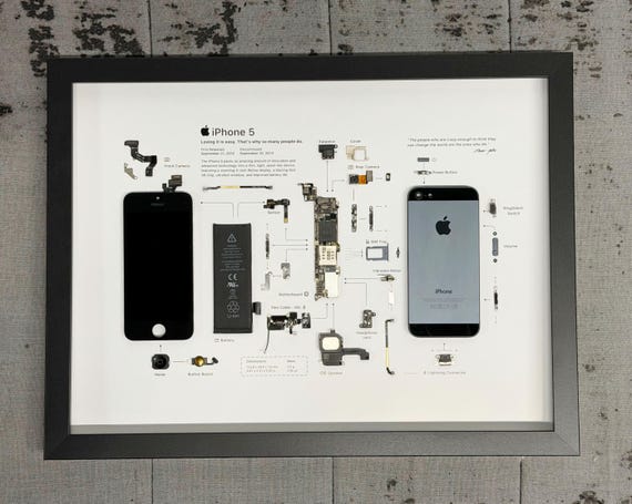 Disassembled iPhone 5 / 5S / SE Frame Art, Teardown With Framed
