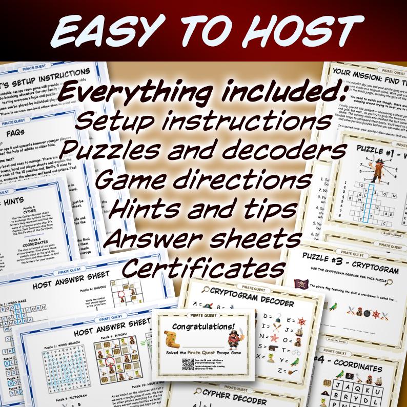 Pirate Quest Printable Escape Room Adventure for Kids - Etsy