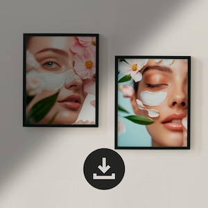 SET OF 2 Printable Beauty Salon Decor, Beauty Art, Beautician Print, Dermatology Poster, Skin Clinic Decor, Cosmetic Skin Decor, Esthetician