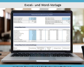 Utility bill and tenant letter as Excel and Word template