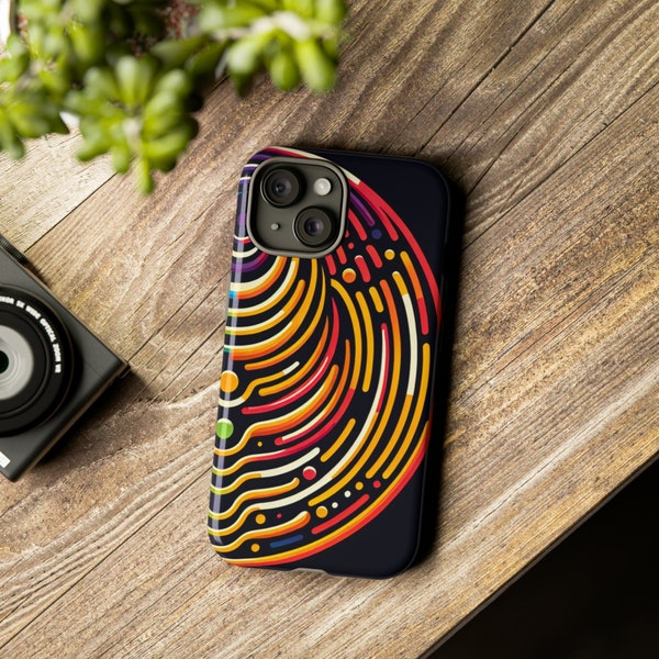 Hard Shell Phone Case, Hard Phone Case, Tough Phone Case, Durable Phone Case, Vibrant Design Warm Semi-Circular Motif