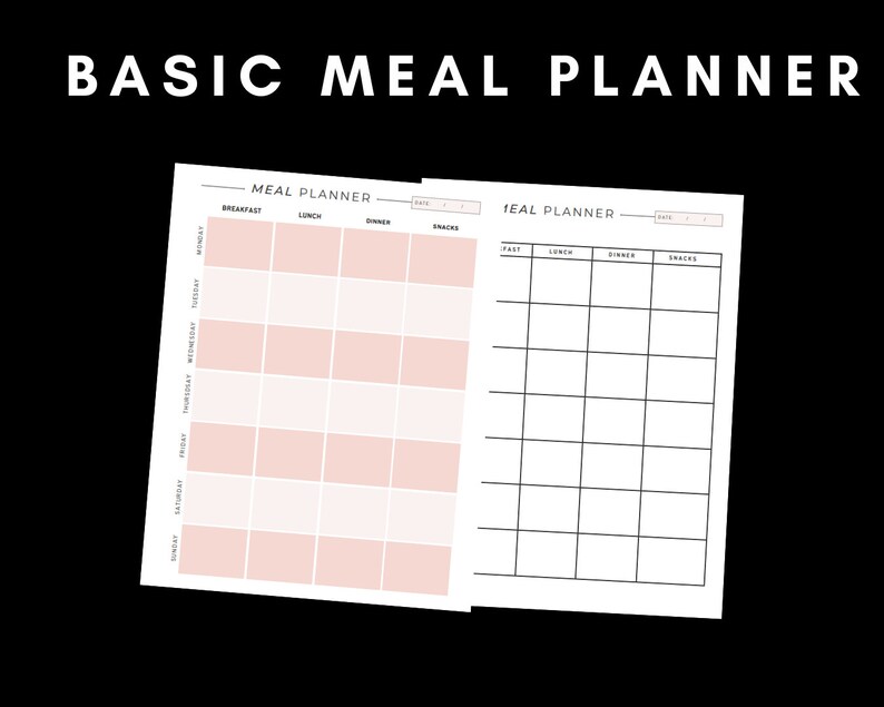 Minimalist Digital Printable Meal Planner: Organize Your Weekly Menus ...