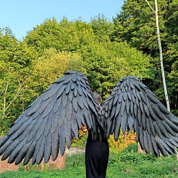 Large waving/movable crow Black wings Cosplay Costume/raven giant wearable wings for photo shoots/props/Devil,  Halloween outfit
