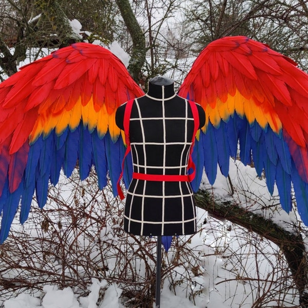 XL movable Scarlet Macaw wings for cosplay costume and photoshoots/photo props/parrot wings