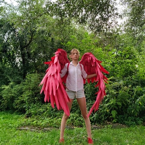 Large movable Red wings Cosplay Costume of Phoenix/ firebird/  hawk wings/ giant wings of fire/ photo props/ Halloween outfit