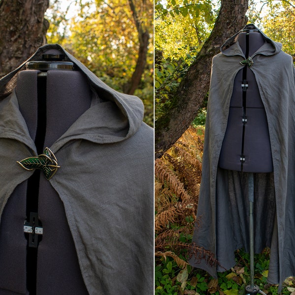 Strider Linen Cloak (Aragorn LOTR)  with/or without lorien leaf brooch / weathering/aging available