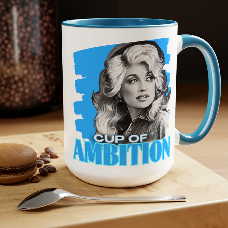 Dolly Parton Cup of Ambition Mug, Ceramic Coffee Cup, 9 to 5 Boss Lady Gift, Country Music Fan Mug, Christmas Gift for Her image 3