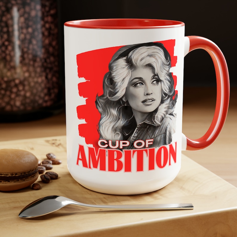 Dolly Parton Cup of Ambition Mug, Ceramic Coffee Cup, 9 to 5 Boss Lady Gift, Country Music Fan Mug, Christmas Gift for Her image 4