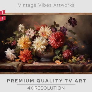 Samsung Frame TV Art / Fiore primaverile vintage in vaso design / Samsung Art TV / Download digitale per Samsung Frame TV / Download digitale