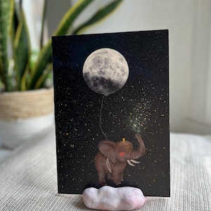 Mond x Elefant | Tiermotiv| Postkarte | Grußkarte | Geburtstag | Geburt | Taufe