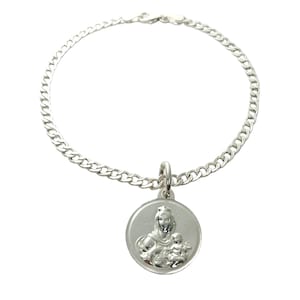 Vergine Maria con bambino, bracciale in argento sterling con medaglia, bracciale religioso cristiano in argento con scapolare, regalo cattolico, bracciale religioso della vergine