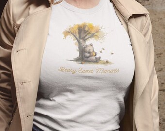 Beary Sweet Moments T-Shirt - Cute Bear Design, Honey, Bees, Watercolor Art Women's Favorite Tee