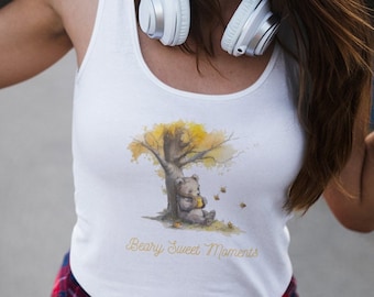 Beary Sweet Moments Tank Top - Cute Bear Design, Honey, Bees, Watercolor Art Unisex Jersey Tank