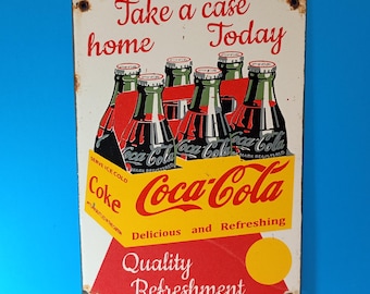 Vintage Coca Cola heerlijk en verfrissend porseleinen emaille bord 10 x 7 inch