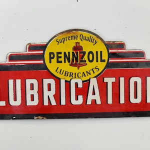 Vintage Porcelain Pennzoil Lubrication Enamel Metal sign