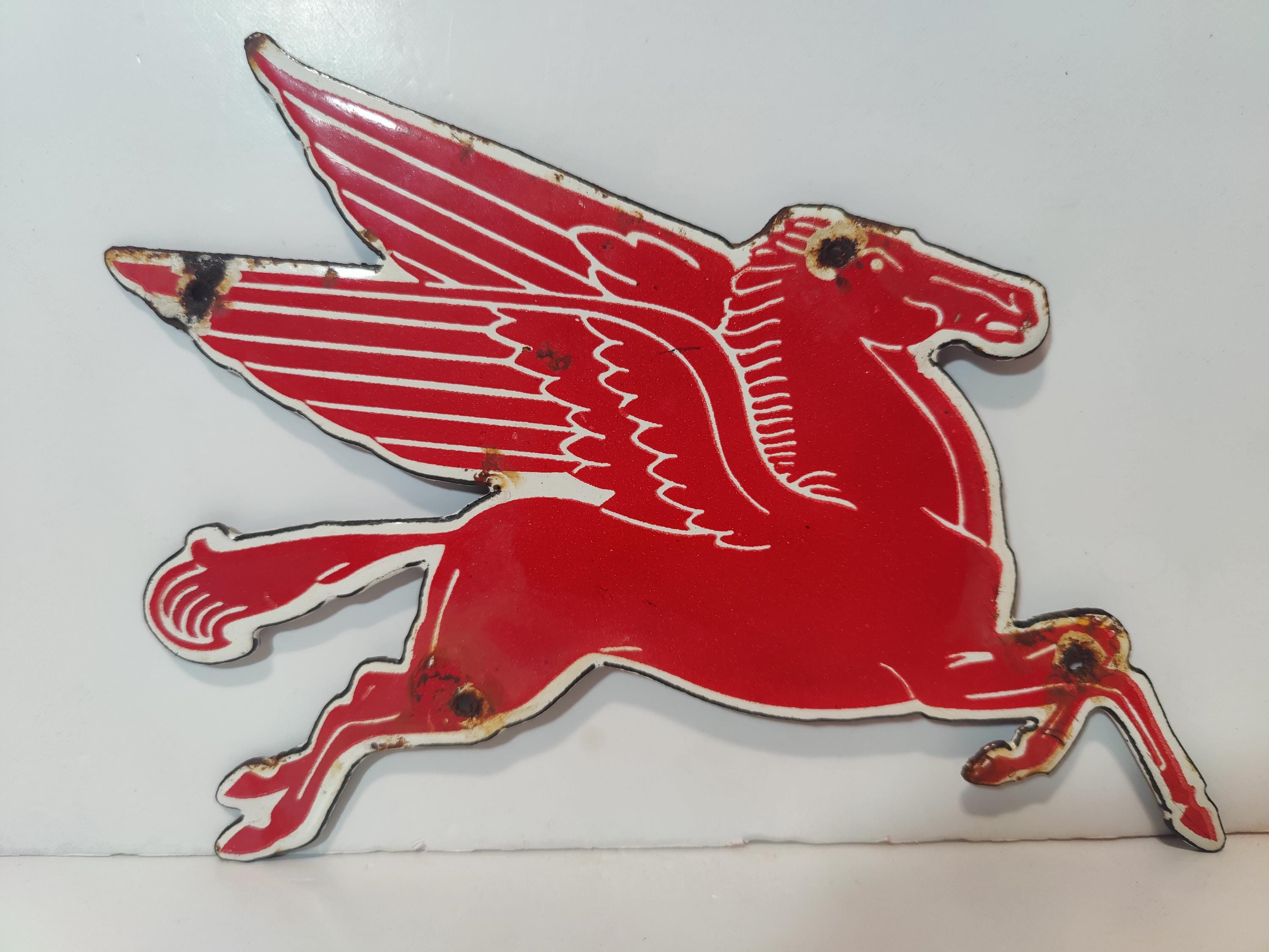 Vintage Pegasus Mobil Oil Porcelain Enamel Metal Metal Sign 9" X 5 ...