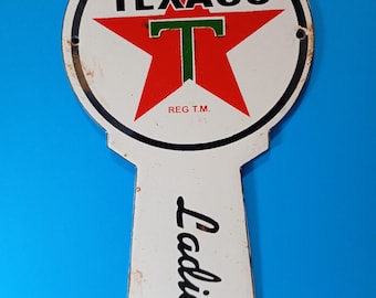 Vintage Texaco Ladies Porzellan Emaille Schild 9 "x 5" Zoll