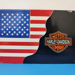 Vintage HARLEY DAVIDSON Motor Company Porcelain Enamel Metal sign 12&quot; X 8&quot; Inch