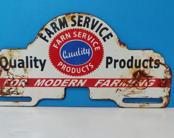 Letrero de porcelana esmaltada de 20 x 10 cm con productos de servicio agrícola de calidad vintage