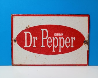 Insegna vintage in porcellana smaltata della Dr Pepper Soda, 15,2 x 10,2 cm