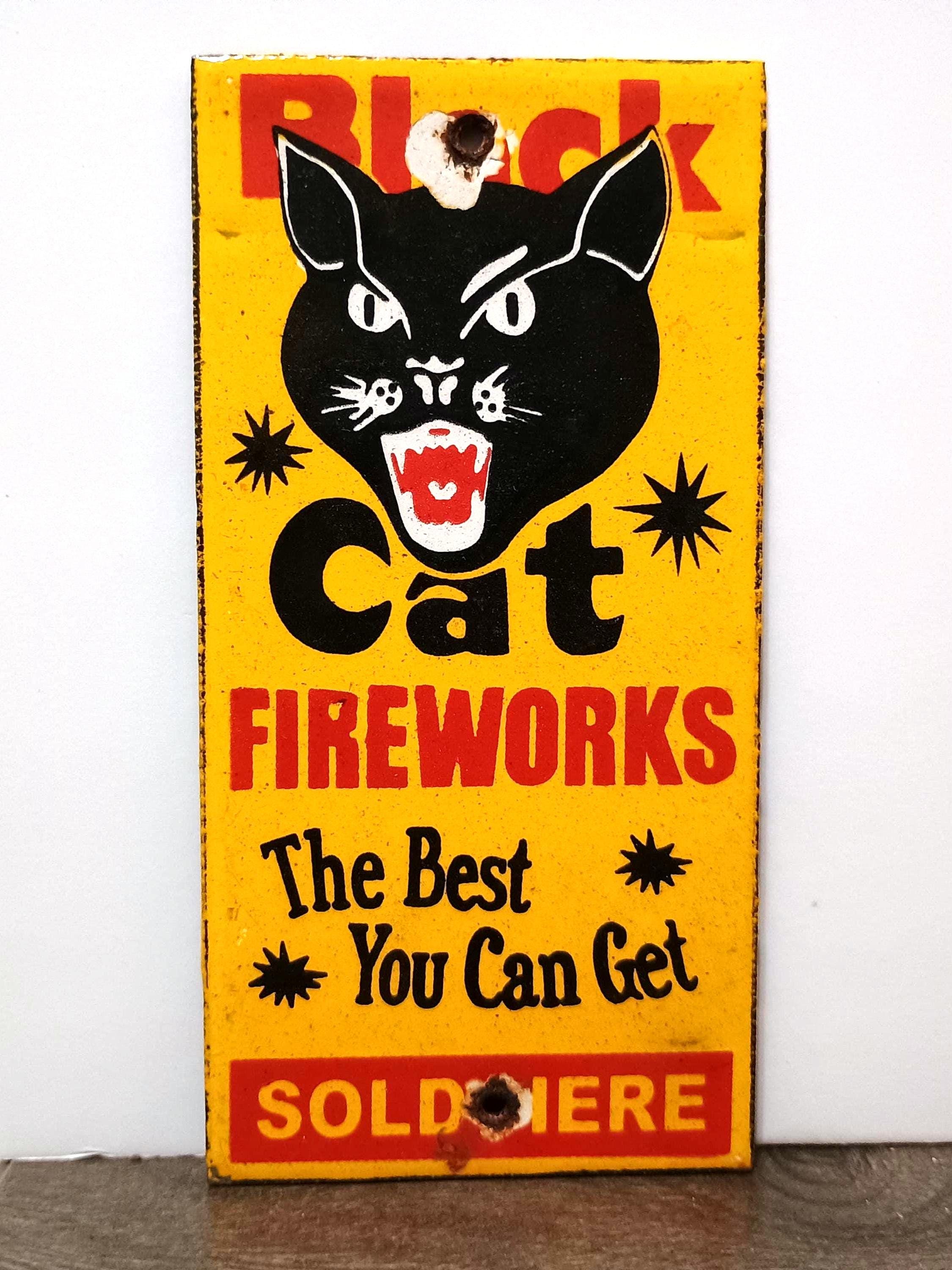 Vintage Black Cat Fire Crackers Porcelain Enamel Sign - Etsy