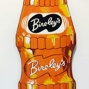 Vintage BIRELEY&#39;S SODA POP Bottle Porcelain Enamel Metal sign 12&quot; X 5&quot; Inch