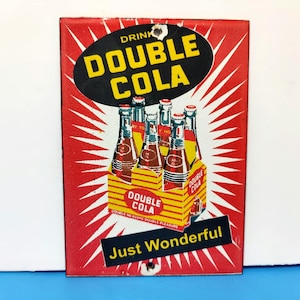 Vintage DOUBLE COLA SODA Bottle Case Porcelain Enamel Metal sign 7&quot; X 5&quot; Inch