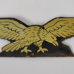 Vintage Richfield Oil Eagle Porcelain Enamel Metal sign 12" X 4" Inch