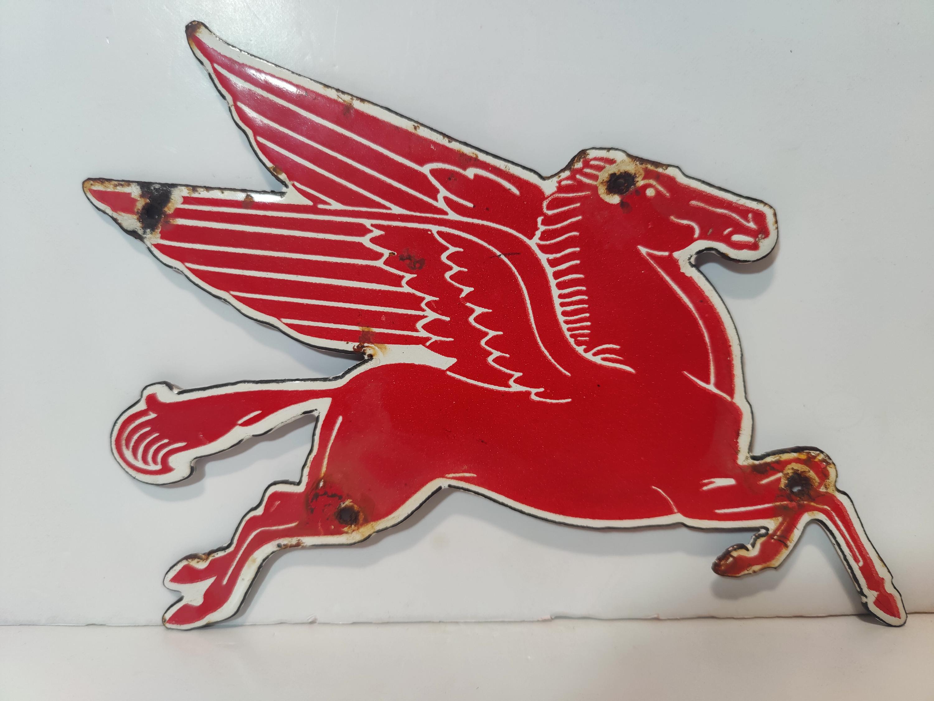 Vintage Pegasus Mobil Oil Porcelain Enamel Metal Metal Sign 9" X 5 ...