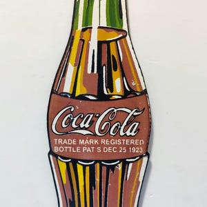 Vintage COCA COLA SODA Bottle Porcelain Enamel Metal sign 10&quot; X 3&quot; Inch