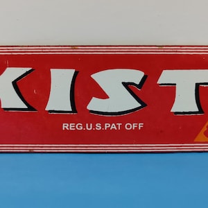 Vintage KIST ORANGE SODA  Porcelain Enamel Metal sign 10&quot; X 2.5&quot; Inch