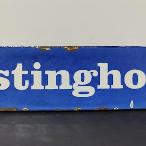 Vintage WESTINGHOUSE ELECTRIC Porcelain Enamel Metal sign 12&quot; X 2.5&quot; Inch