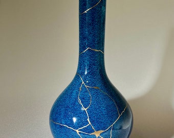 Speckled Blue Kintsugi vase