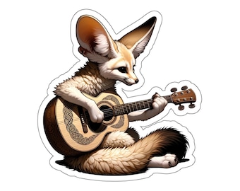 Fennec Fox Guitar Sticker // Irish Music Sticker for instrument case, laptop, or water bottle