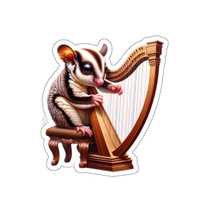 Sugar Glider Harp Sticker // Irish Music Sticker for instrument case, laptop, or water bottle