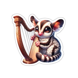 Sugar Glider Harp Sticker // Irish Music Sticker for instrument case, laptop, or water bottle