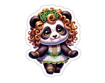 Irish Dancer Panda Sticker // Irish Music Sticker for instrument case, laptop, or water bottle
