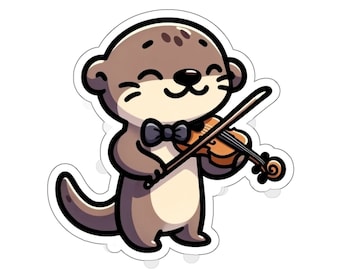 Fiddle Otter Sticker // Irish Music Sticker for instrument case, laptop, or water bottle