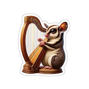 Sugar Glider Harp Sticker // Irish Music Sticker for instrument case, laptop, or water bottle