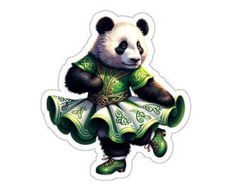Irish Dancer Panda Sticker // Irish Music Sticker for instrument case, laptop, or water bottle