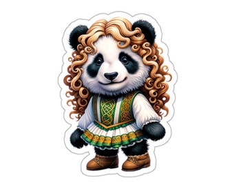 Irish Dancer Panda Sticker // Irish Music Sticker for instrument case, laptop, or water bottle