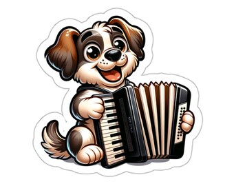 Accordion Instrument Dog Sticker // Irish Music Sticker for instrument case, laptop, or water bottle