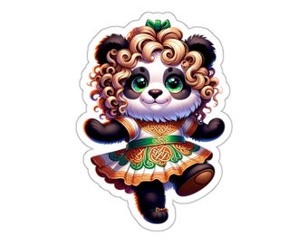 Irish Dancer Panda Sticker // Irish Music Sticker for instrument case, laptop, or water bottle