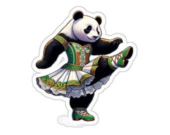 Irish Dancer Panda Sticker // Irish Music Sticker for instrument case, laptop, or water bottle